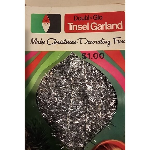 Vintage 1970 Double Glo Tinsel Garland SILVER 25 Feet - Picture 5 of 5